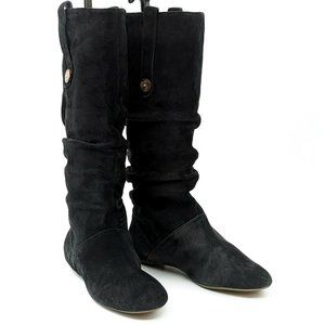 UGG Australia Women's Suede Leather Burnt Black Highkoo Slouche Boots Size 8.5